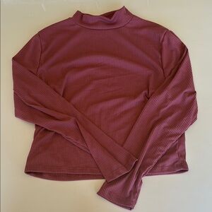 Women's Ribbed Long Sleeve Top - Burgundy